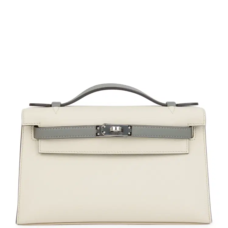 Hermes Special Order (HSS) Kelly Pochette Beton and Gris Meyer Swift Palladium Hardware-Hover-Image