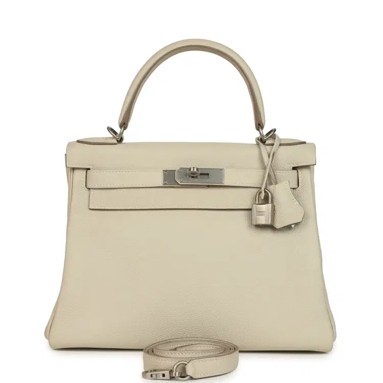 Pre-owned Hermes Special Order (HSS) Kelly Retourne 28 Beton Verso Togo Brushed Palladium Hardware-Hover-Image