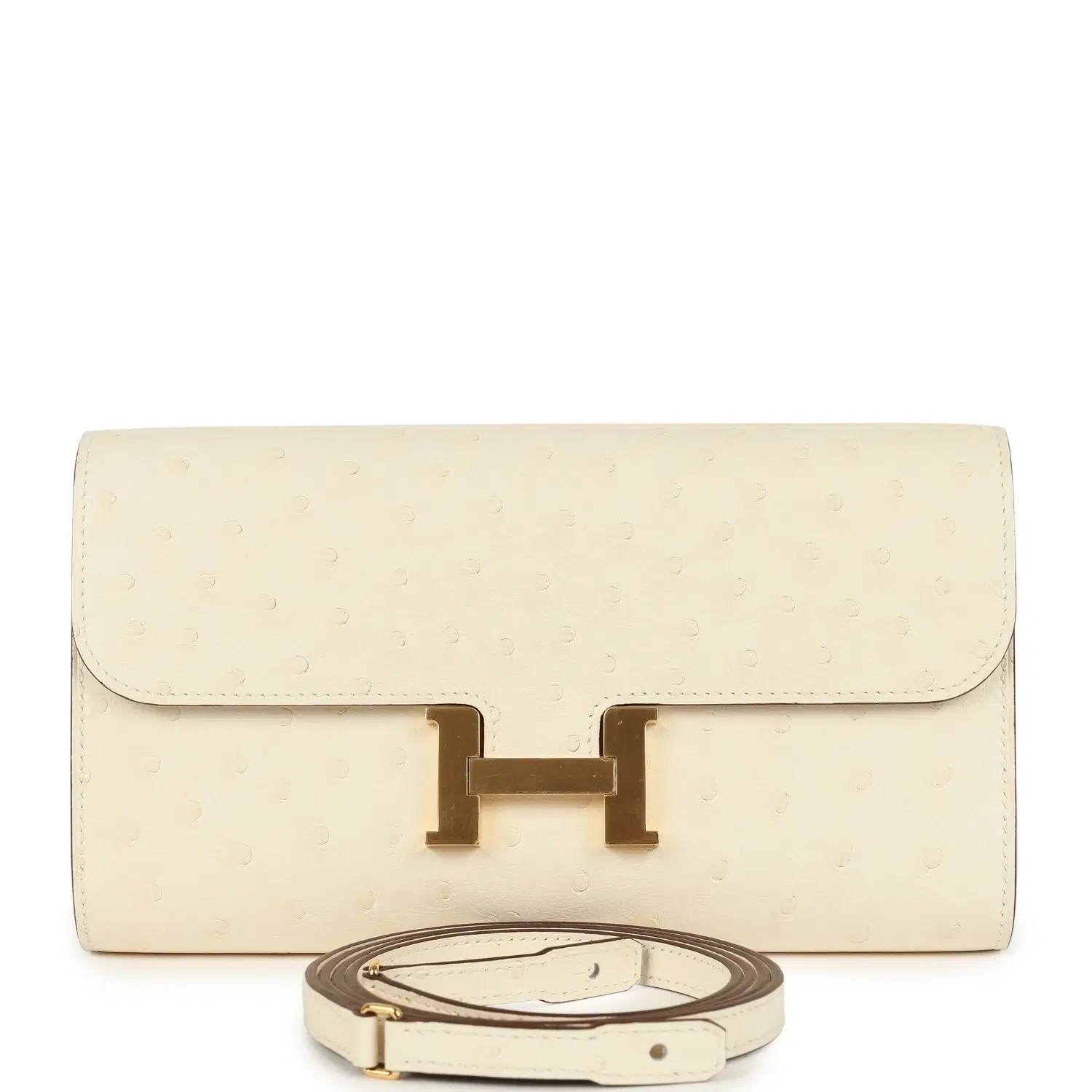 Hermes Constance Wallet To Go Nata Ostrich Gold Hardware