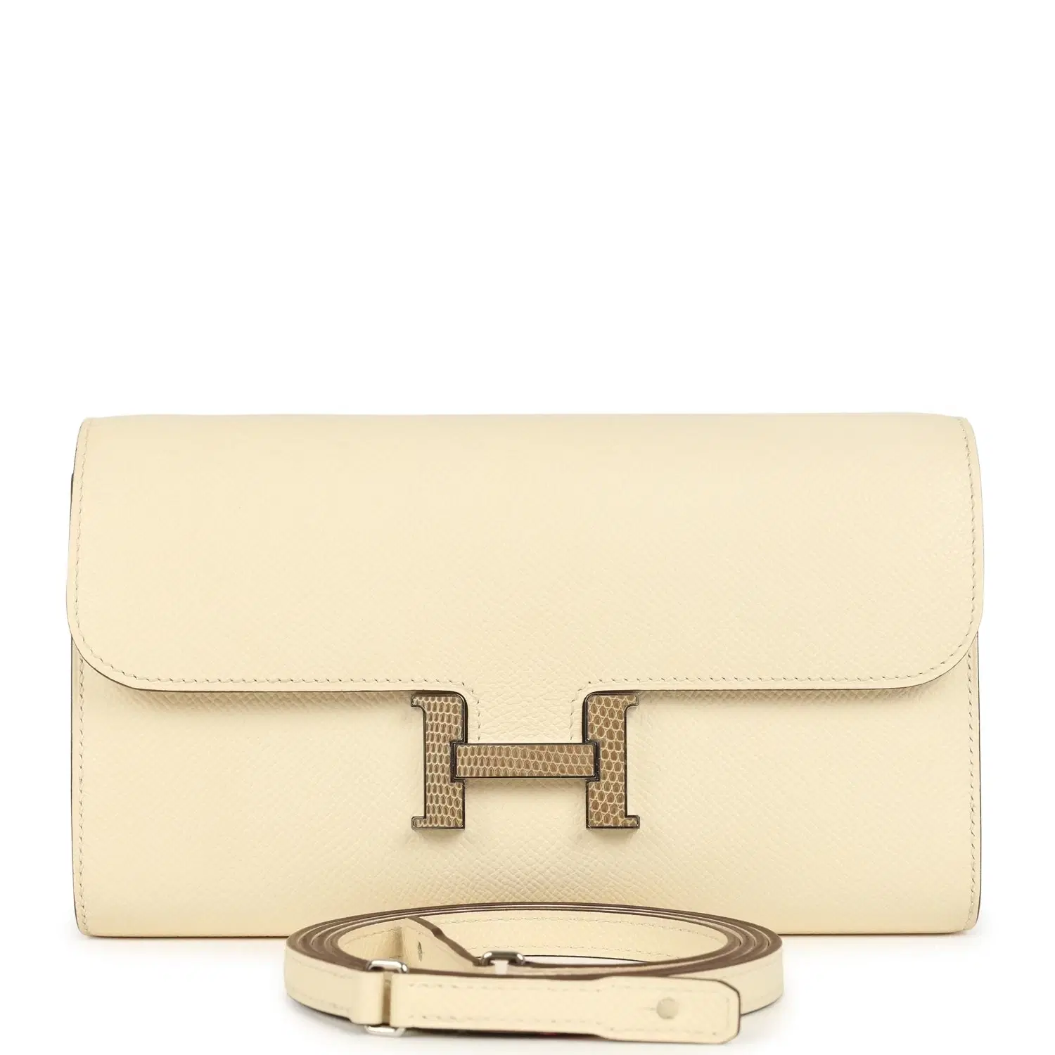 Pre-owned Hermes Constance Wallet To Go Nata Epsom Marquette Palladium Hardware