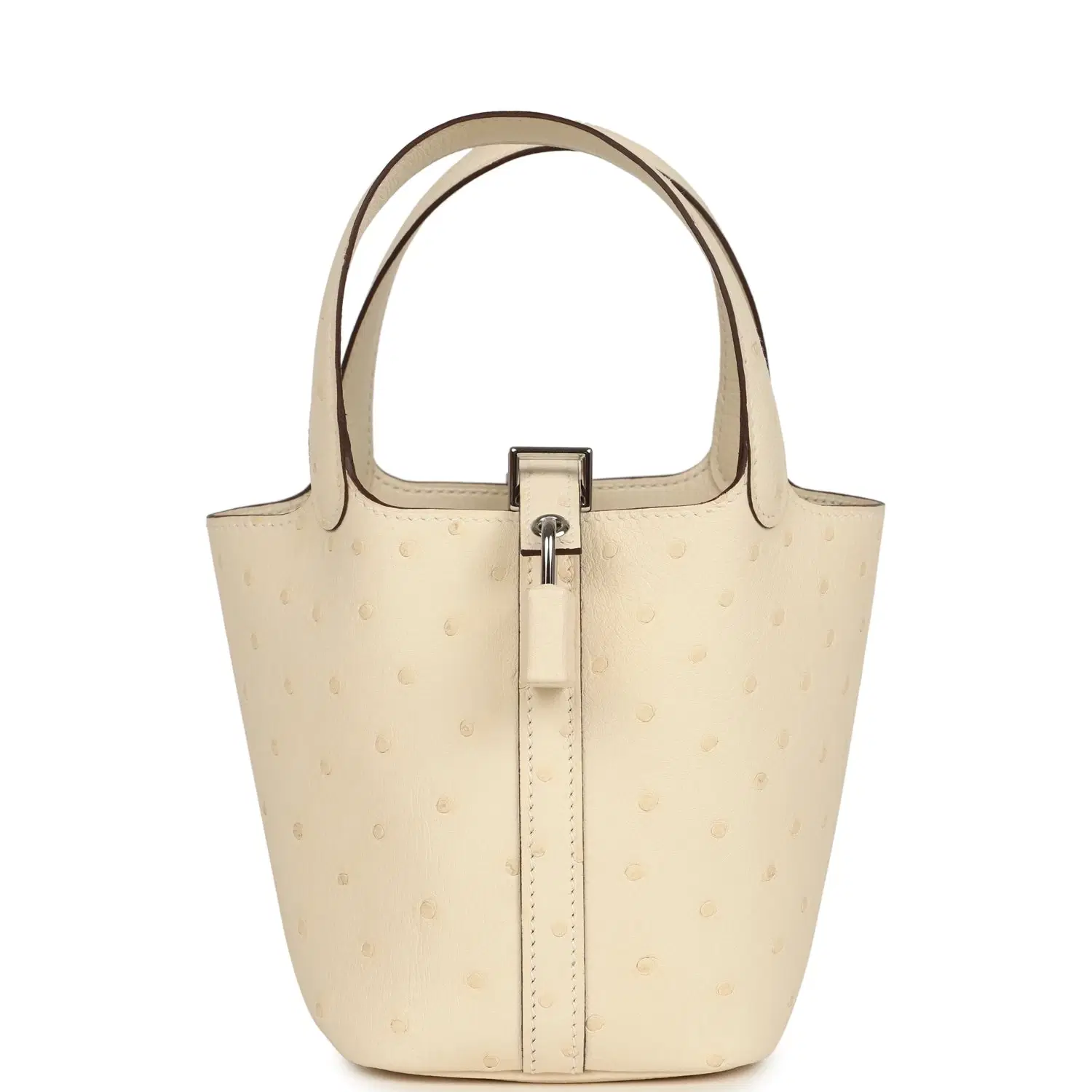 Hermes Micro Picotin Lock 14 Nata Ostrich Palladium Hardware