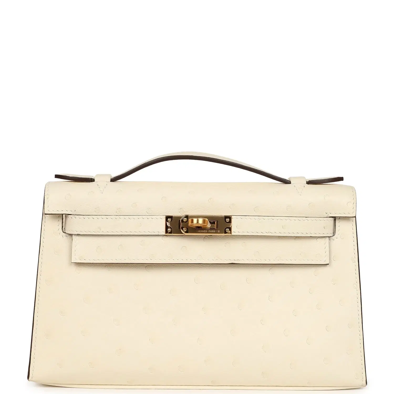 Hermes Kelly Pochette Nata Ostrich Boreal Gold Hardware