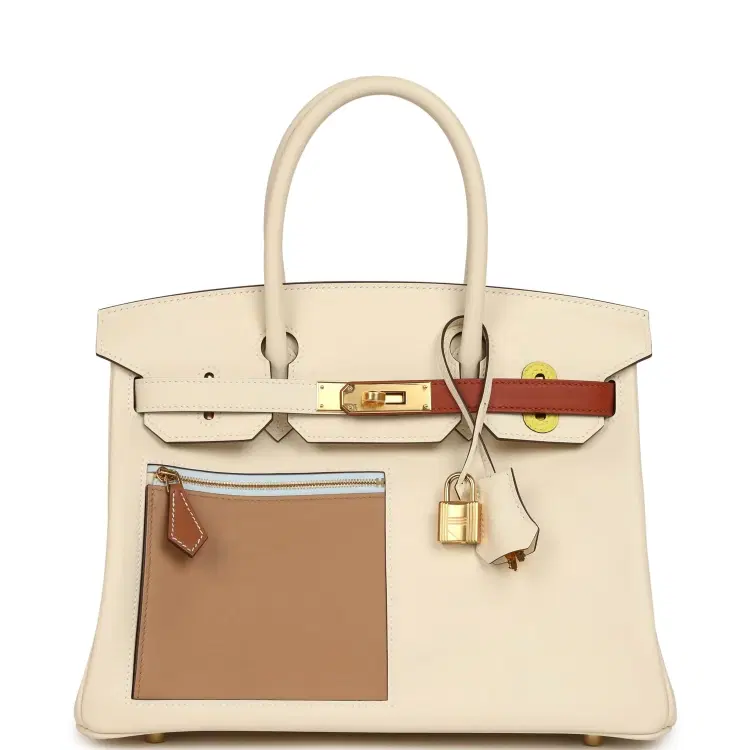 Hermes Colormatic Birkin 30 Nata, Lime, Chai, Cuivre and Bleu Brume Swift Gold Hardware-Hover-Image