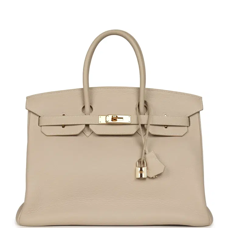 Vintage Hermes Birkin 35 Beige Rose Clemence Palladium Hardware-Hover-Image