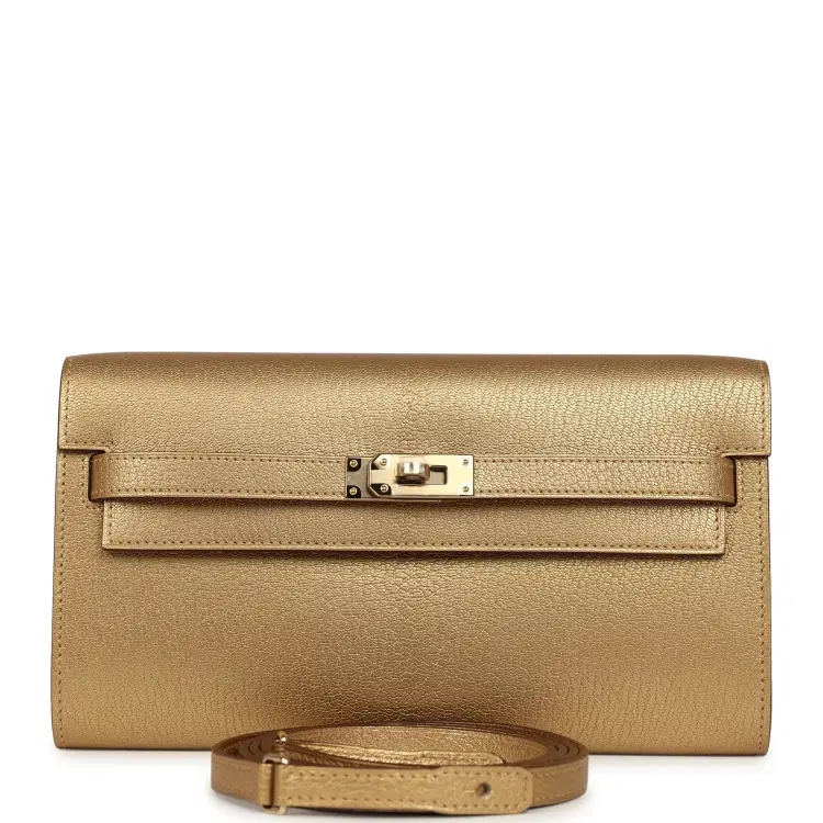 Hermes Kelly Wallet To Go Dore Chevre Chamkilight Permabrass Hardware-Hover-Image