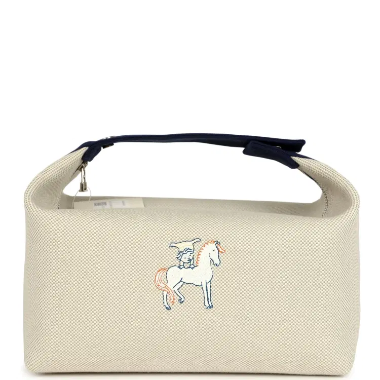 Hermes Bride A Brac Cabriole GM Gris Perle and Bleu Canvas Palladium Hardware-Hover-Image