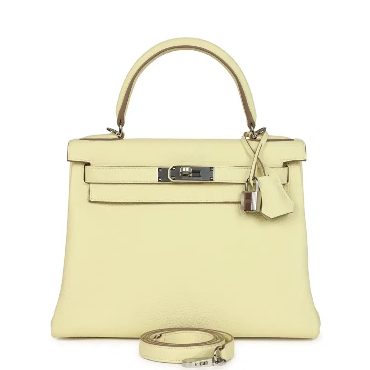 Hermes Kelly Retourne 28 Jaune Milton Clemence Palladium Hardware-Hover-Image