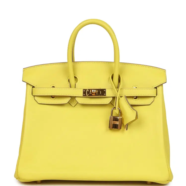 Pre-owned Hermes Birkin 25 Lime Swift Gold Hardware-Hover-Image