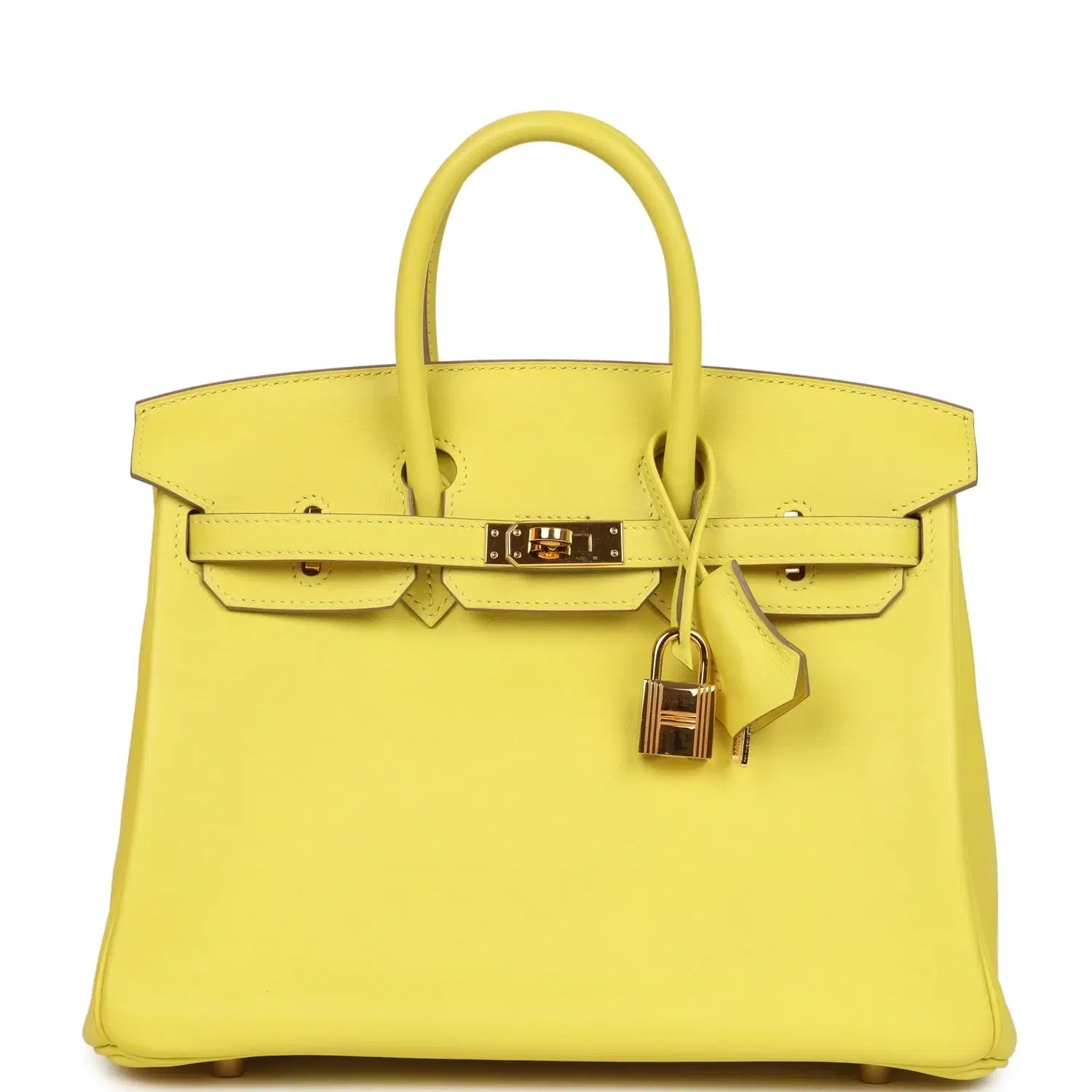 Pre-owned Hermes Birkin 25 Lime Swift Gold Hardware
