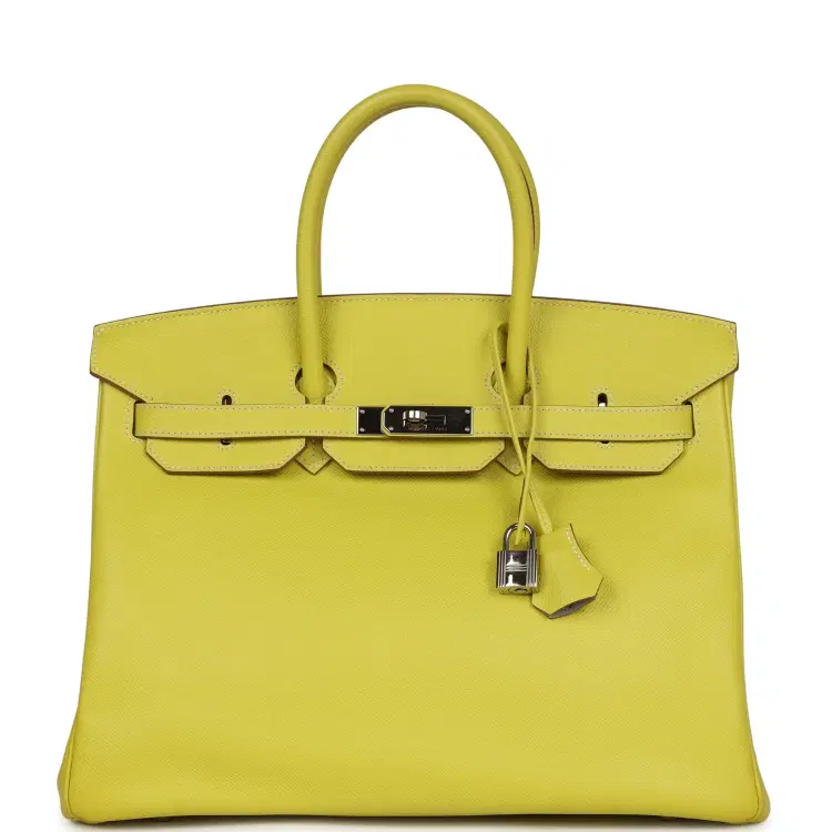 Pre-owned Hermes Birkin 35 Lime Candy Epsom Palladium Hardware-Hover-Image