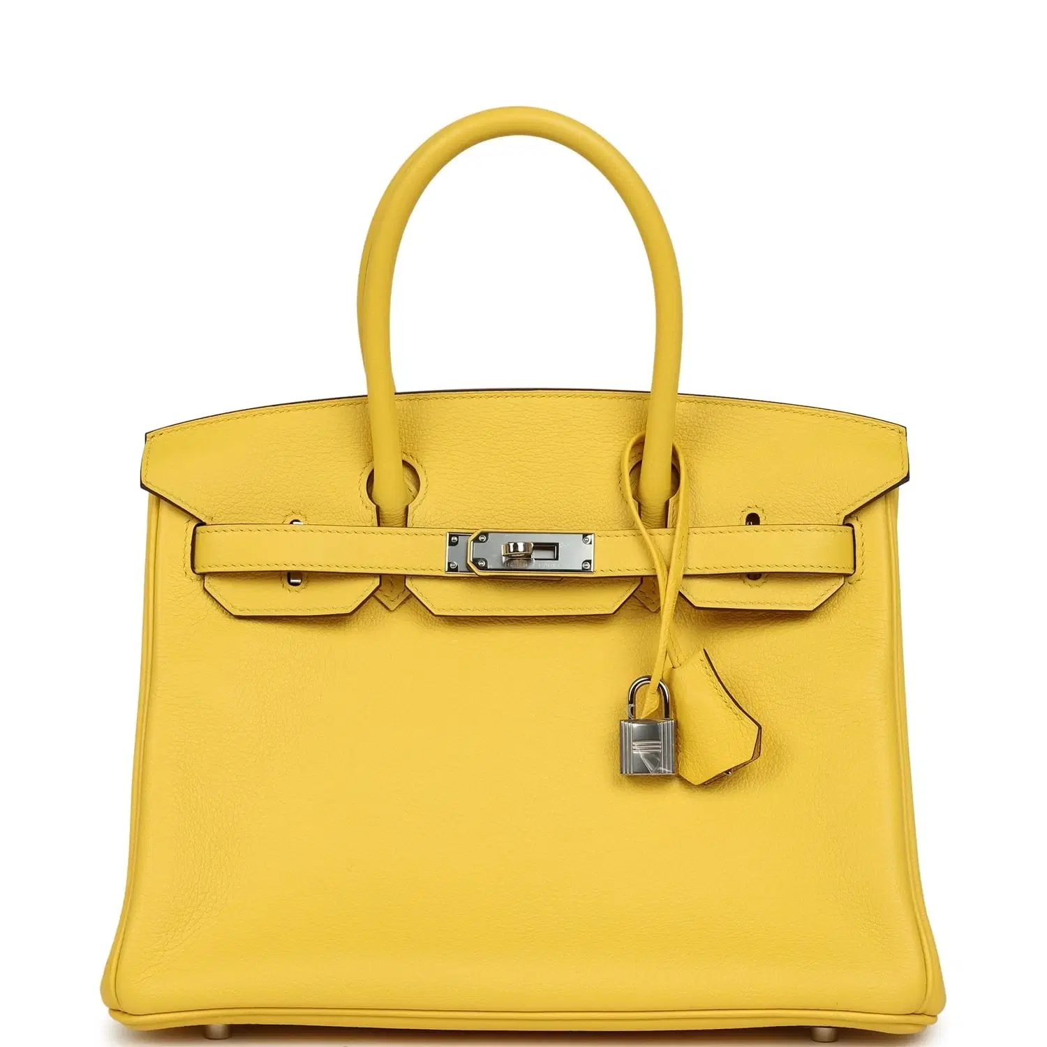 Pre-owned Hermes Birkin 30 Jaune de Naples Novillo Palladium Hardware
