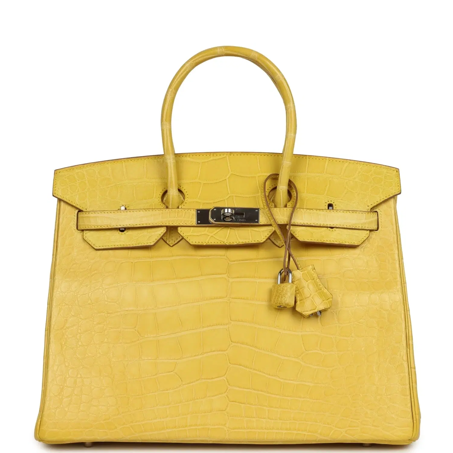 Pre-owned Hermes Birkin 35 Mimosa Matte Alligator Palladium Hardware