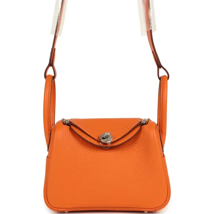 Hermes Mini Lindy II Orange Clemence Palladium Hardware-Hover-Image