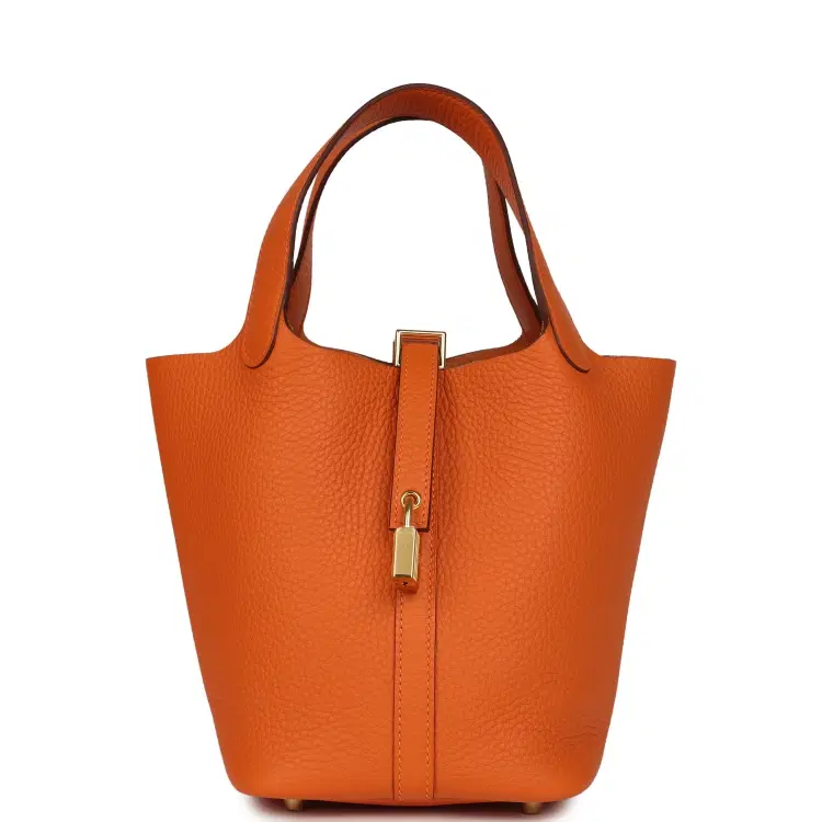 Hermes Picotin Lock 18 Orange Clemence Gold Hardware-Hover-Image