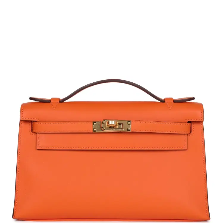 Hermes Special Order (HSS) Kelly Pochette Orange Verso Swift Gold Hardware-Hover-Image