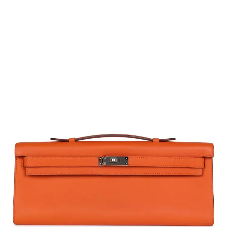 Hermes Kelly Cut Orange Swift Palladium Hardware-Hover-Image