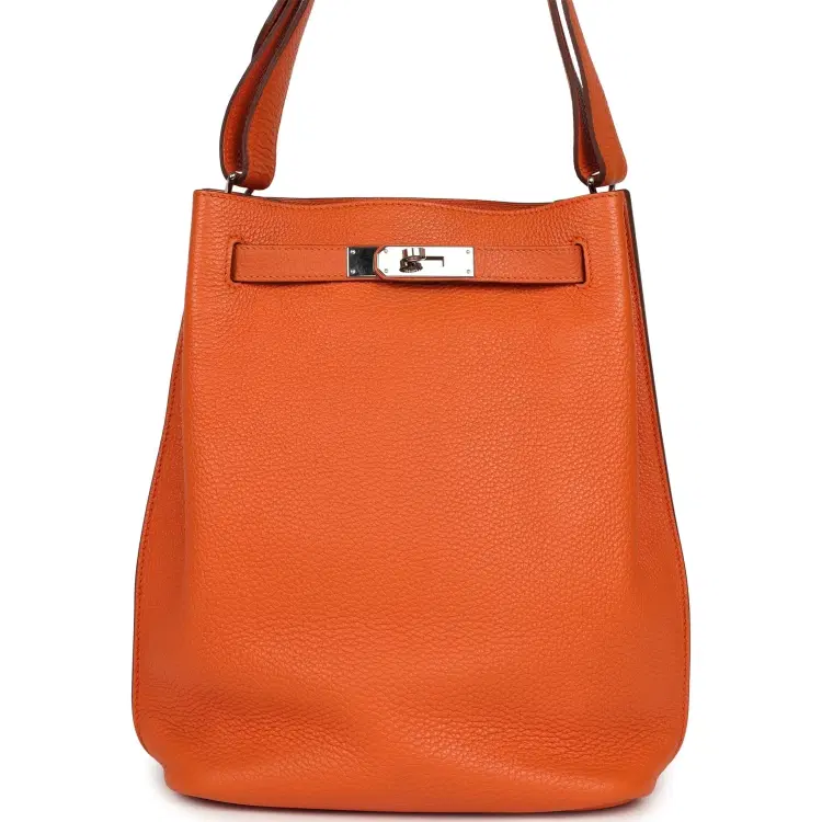 Pre-owned Hermes So Kelly 22 Orange Togo Palladium Hardware-Hover-Image
