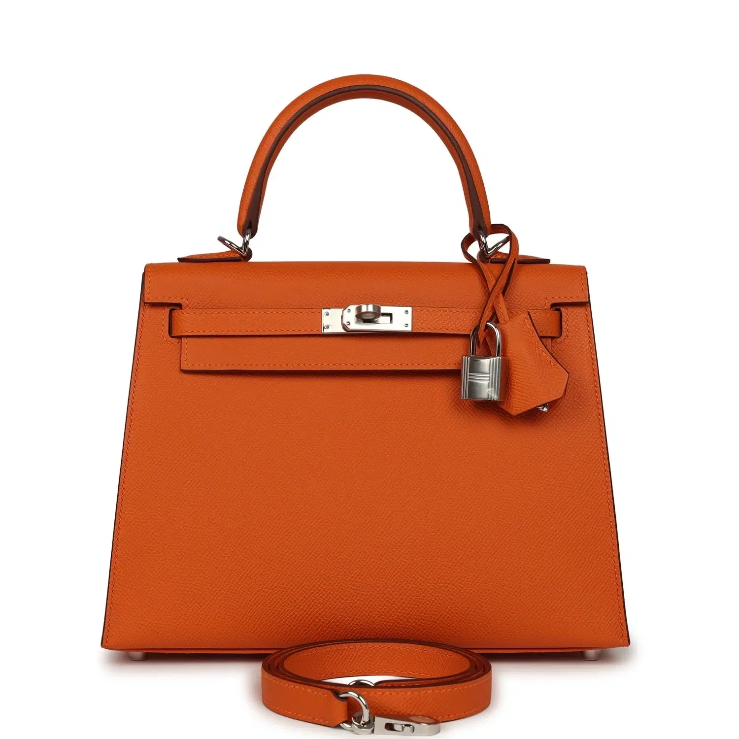 Hermes Kelly Sellier 25 Orange Epsom Palladium Hardware
