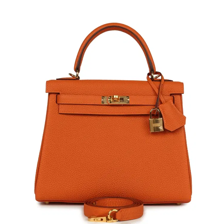 Hermes Special Order (HSS) Kelly Retourne 25 Orange Verso Togo Gold Hardware-Hover-Image