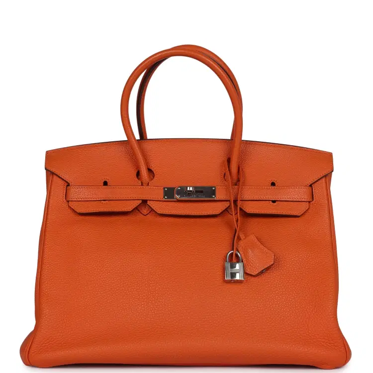 Pre-owned Hermes Birkin 35 Orange Togo Palladium Hardware-Hover-Image