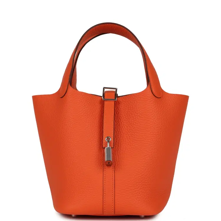 Hermes Picotin Lock 18 Tangerine Clemence Palladium Hardware-Hover-Image