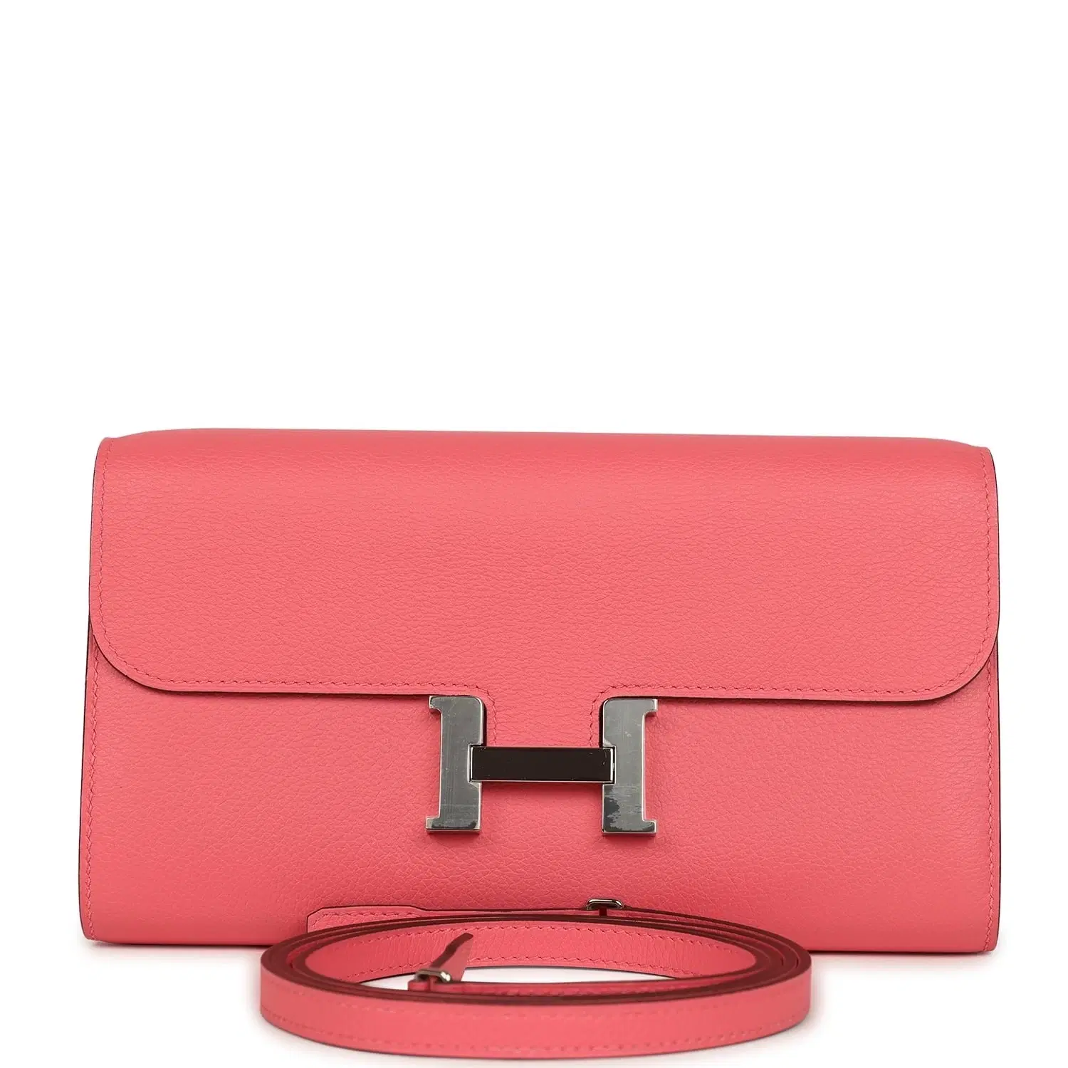 Hermes Constance Wallet To Go Rose Azalee Evercolor Palladium Hardware