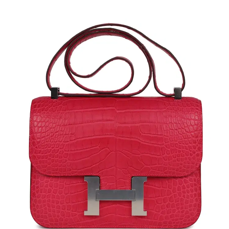 Hermes Constance 1-24 Rose Extreme Matte Alligator Palladium Hardware-Hover-Image