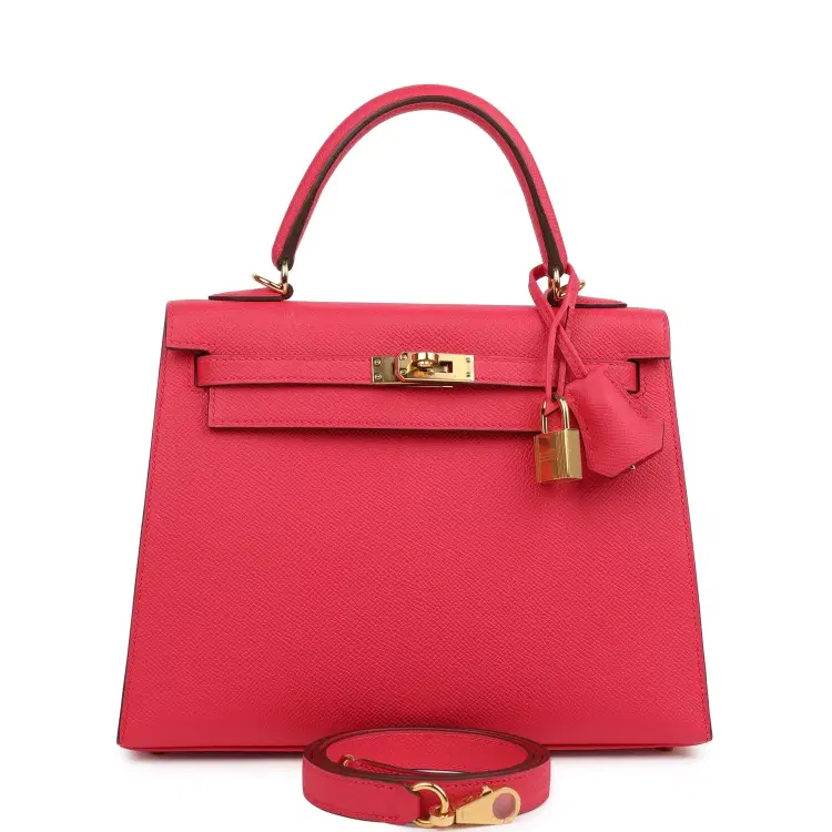 Hermes Kelly Sellier 25 Rose Extreme Epsom Gold Hardware-Hover-Image