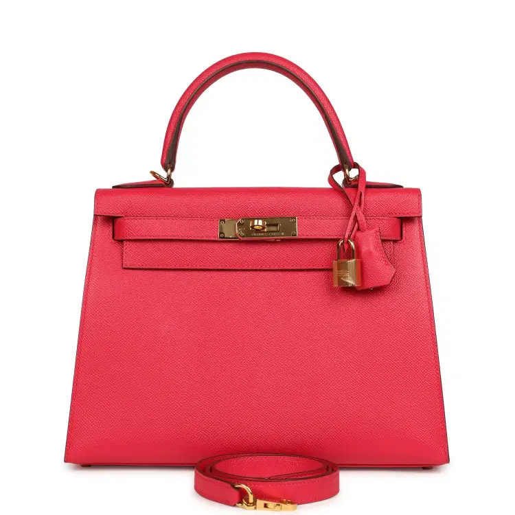Pre-owned Hermes Kelly Sellier 28 Rose Extreme Epsom Gold Hardware-Hover-Image
