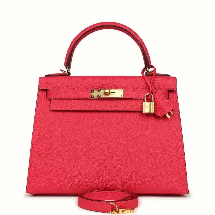 Pre-owned Hermes Kelly Sellier 28 Rose Extreme Epsom Gold Hardware-Hover-Image