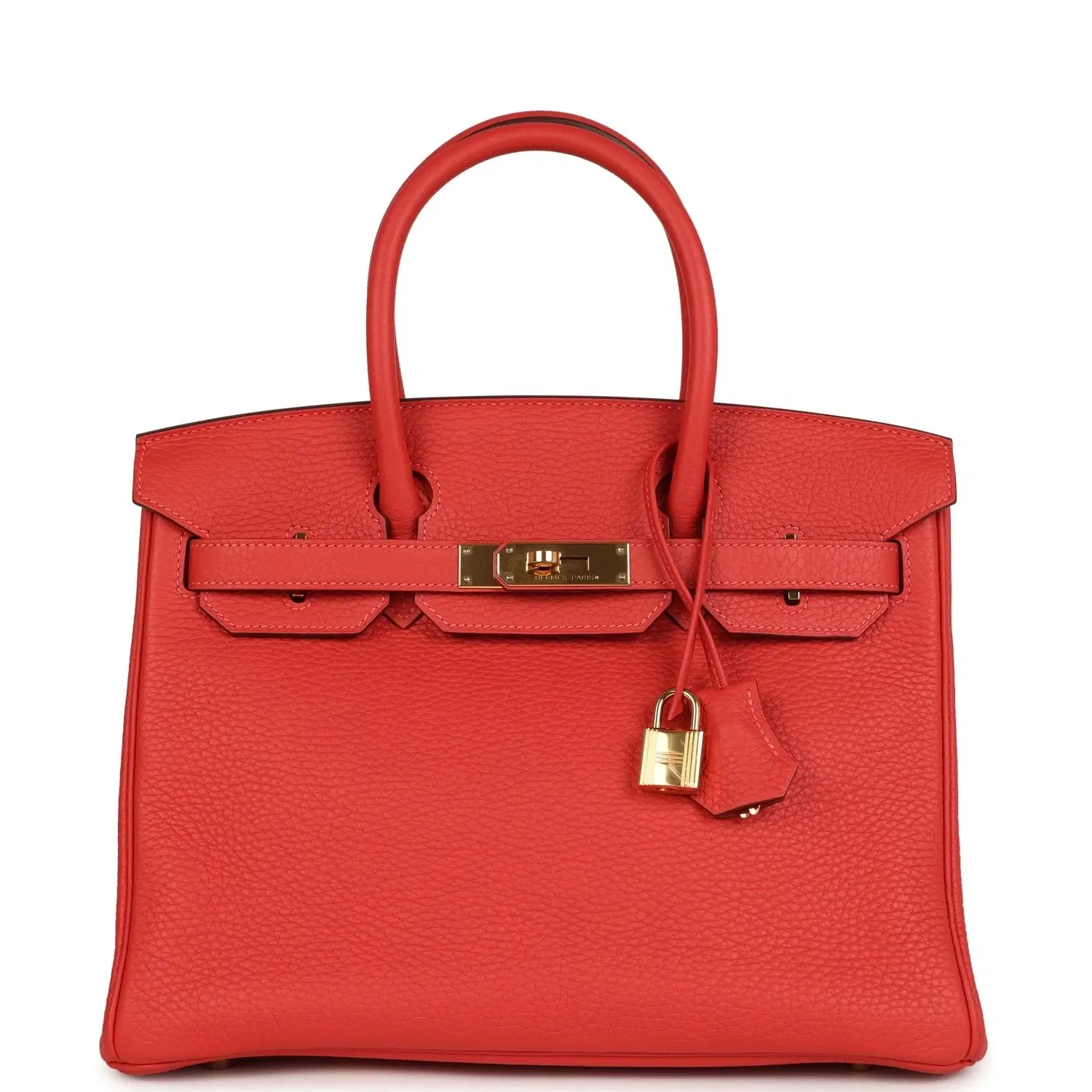 Pre-owned Hermes Birkin 30 Rouge Pivoine Clemence Gold Hardware
