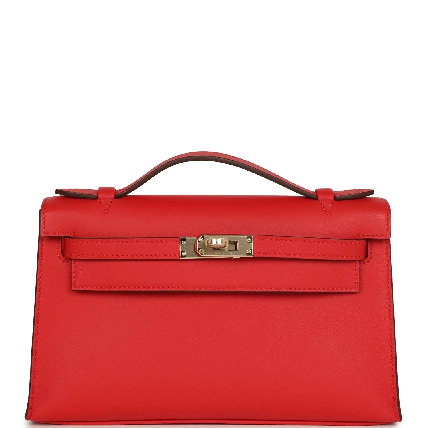 Hermes Special Order (HSS) Kelly Pochette Rouge de Coeur Verso Swift Permabrass Hardware