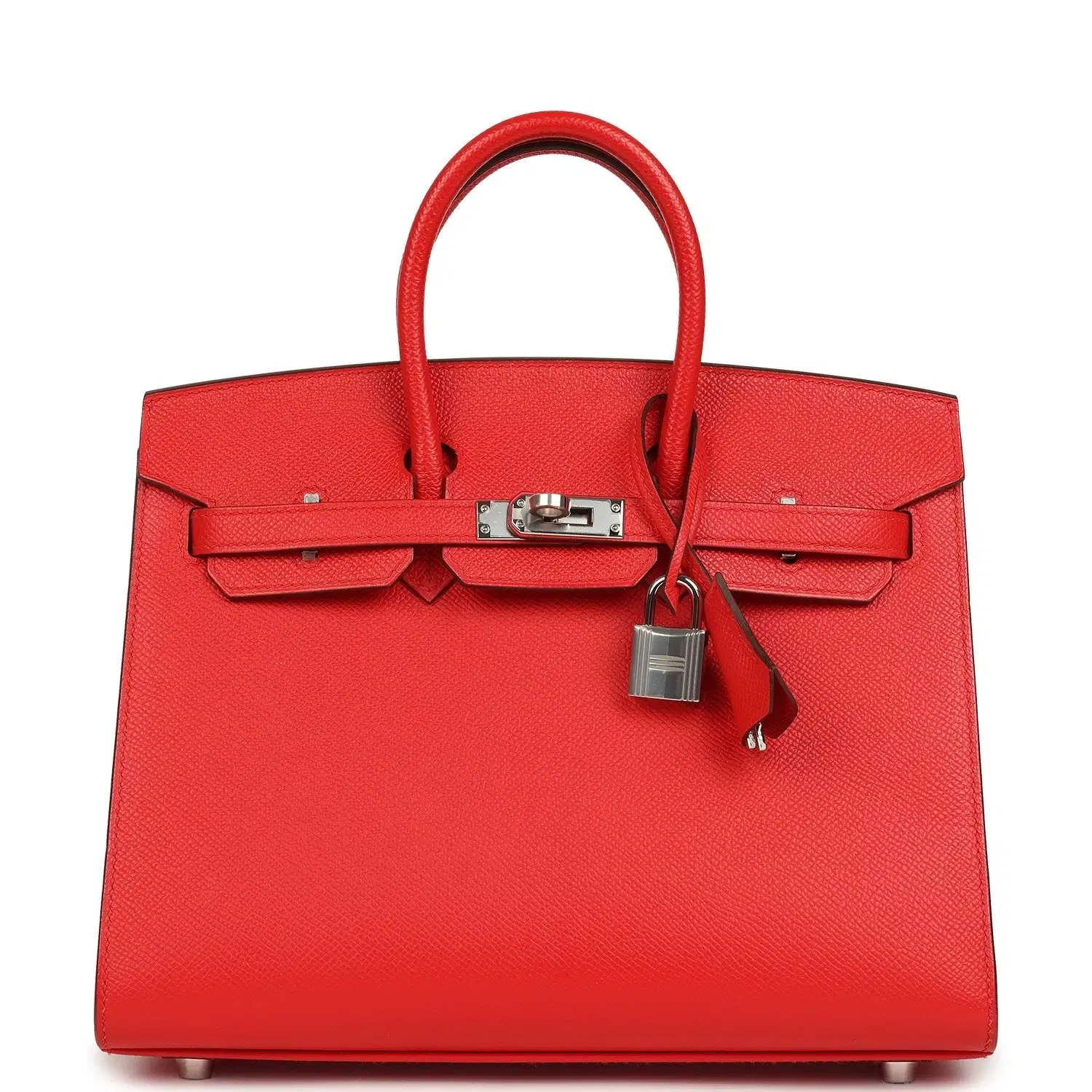 Pre-owned Hermes Birkin Sellier 25 Rouge de Coeur Epsom Palladium Hardware