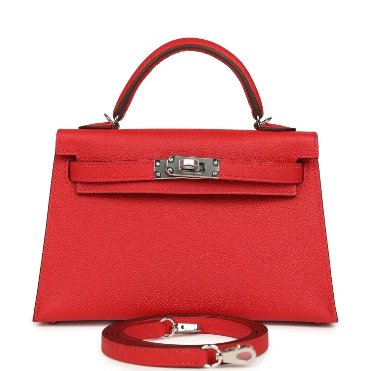 Hermes Kelly Sellier 20 Rouge Radieux Epsom Palladium Hardware-Hover-Image