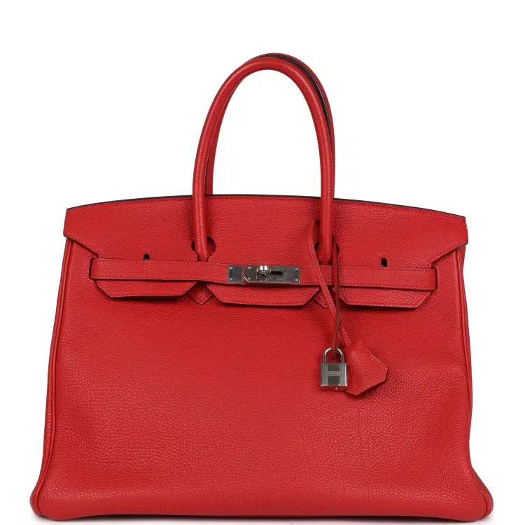 Pre-owned Hermes Birkin 35 Geranium Togo Palladium Hardware-Hover-Image