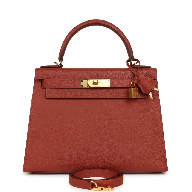 Hermes Kelly Sellier 28 Rouge Venitien Epsom Gold Hardware-Hover-Image