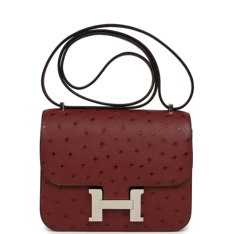 Hermes Constance 18 Rouge H Ostrich Palladium Hardware-Hover-Image