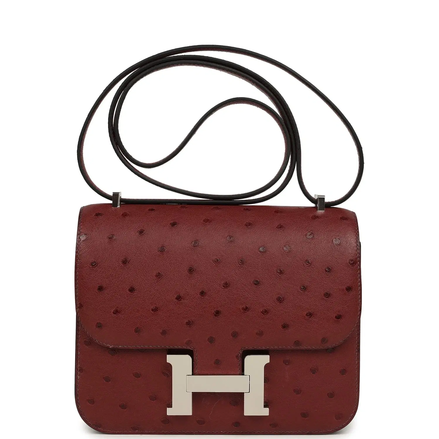 Hermes Constance 18 Rouge H Ostrich Palladium Hardware