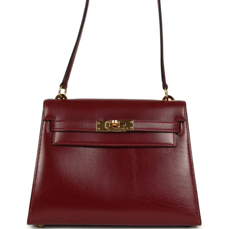 Vintage Hermes Kelly Sellier 20 Rouge H Box Gold Hardware-Hover-Image