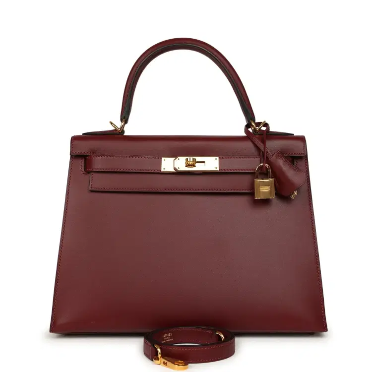 Pre-owned Hermes Kelly Sellier 28 Rouge H Sombrero Gold Hardware-Hover-Image
