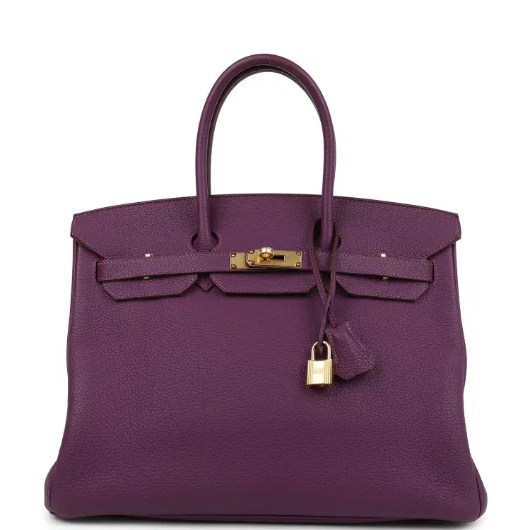 Pre-owned Hermes Birkin 35 Anemone Togo Gold Hardware-Hover-Image