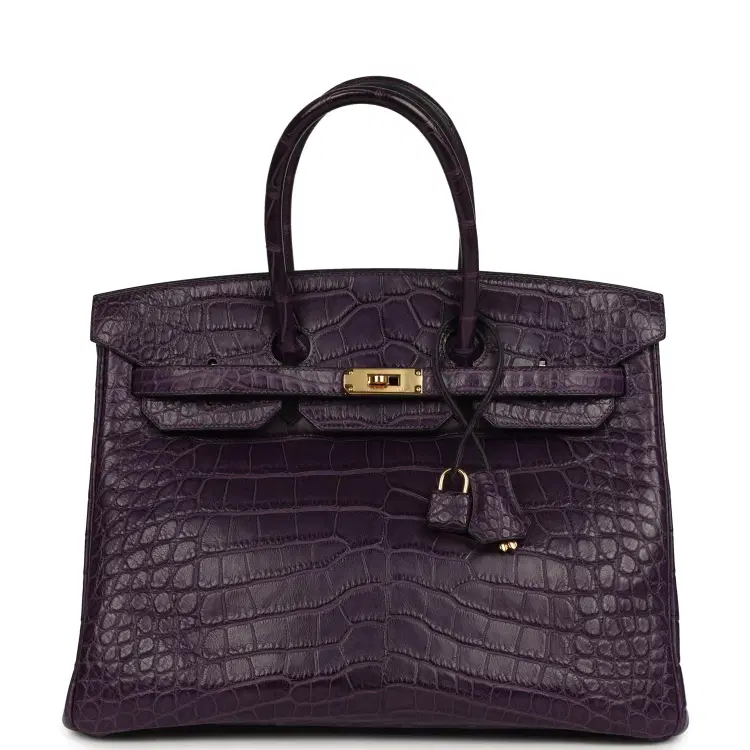 Pre-owned Hermes Birkin 35 Amethyst Matte Alligator Gold Hardware-Hover-Image