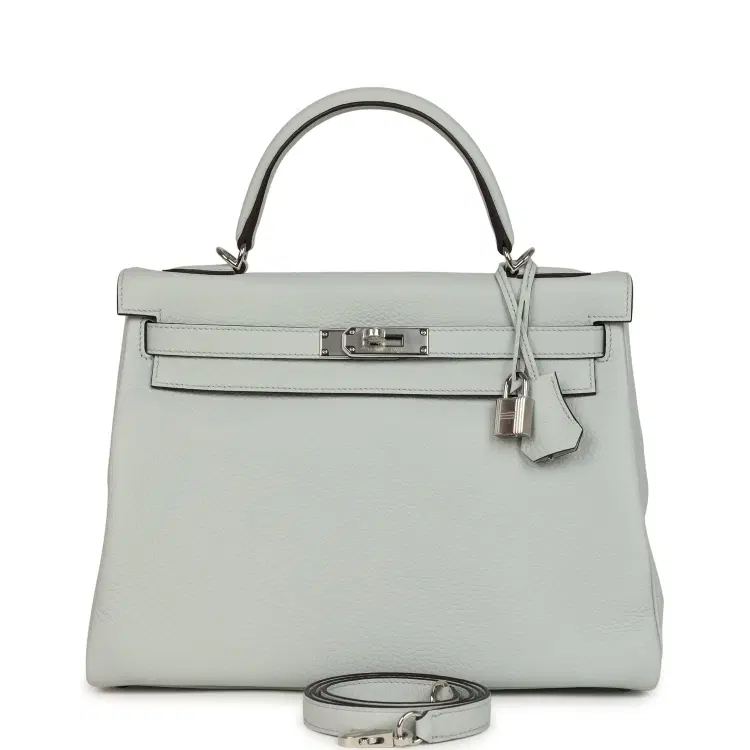 Hermes Kelly Retourne 32 Bleu Pale Clemence Palladium Hardware-Hover-Image