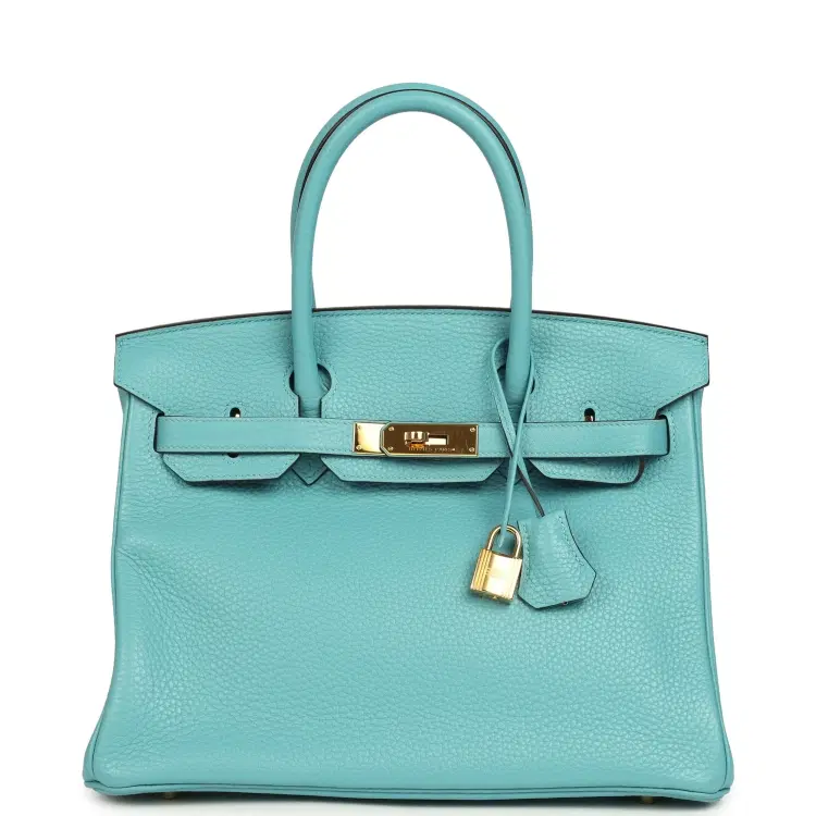 Pre-owned Hermes Birkin 30 Bleu Saint-Cyr Clemence Gold Hardware-Hover-Image