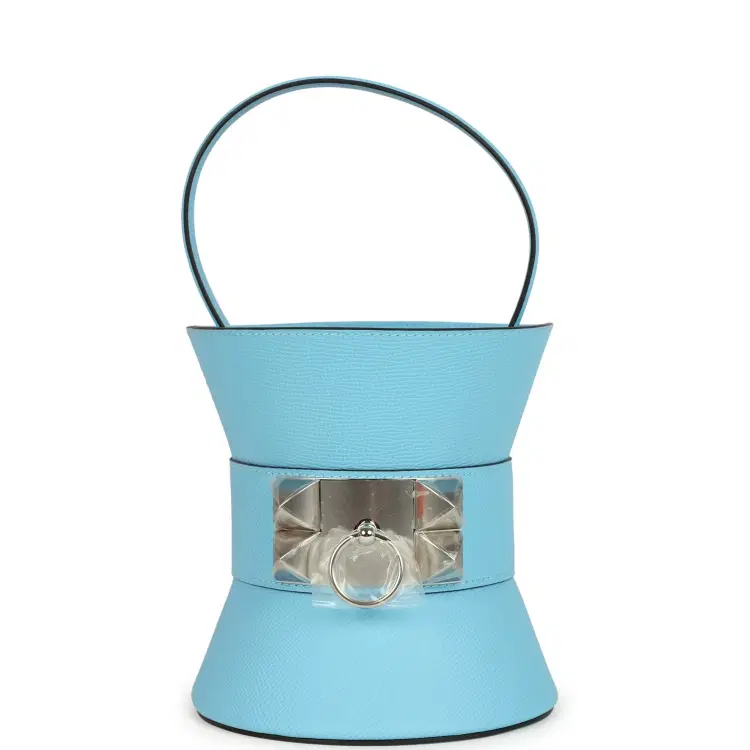 Hermes Mini Medor Bag Celeste Epsom Palladium Hardware-Hover-Image