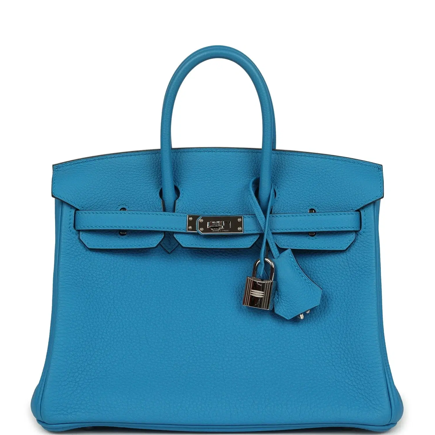 Pre-owned Hermes Birkin 25 Bleu Zanzibar Togo Palladium Hardware