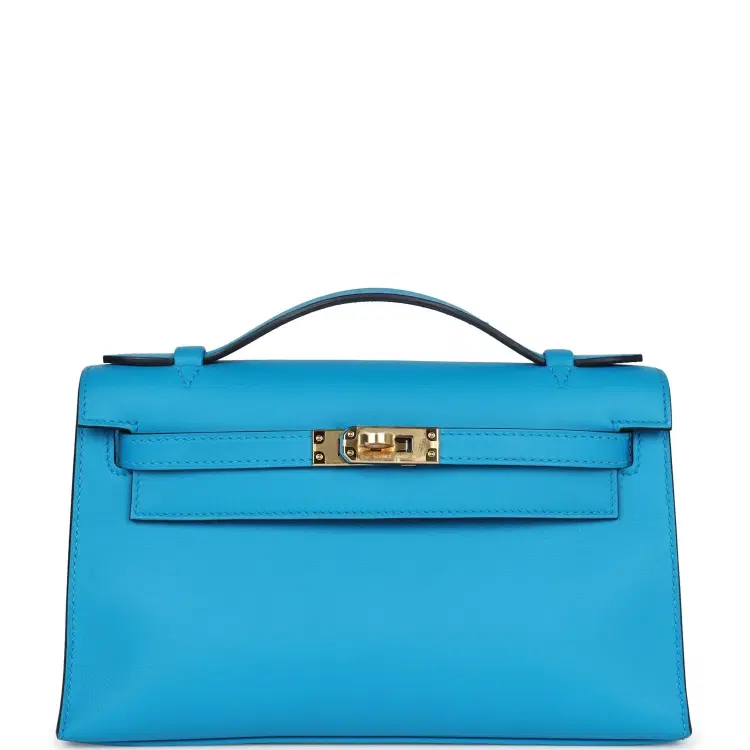 Hermes Kelly Pochette Bleu Frida Swift Gold Hardware-Hover-Image