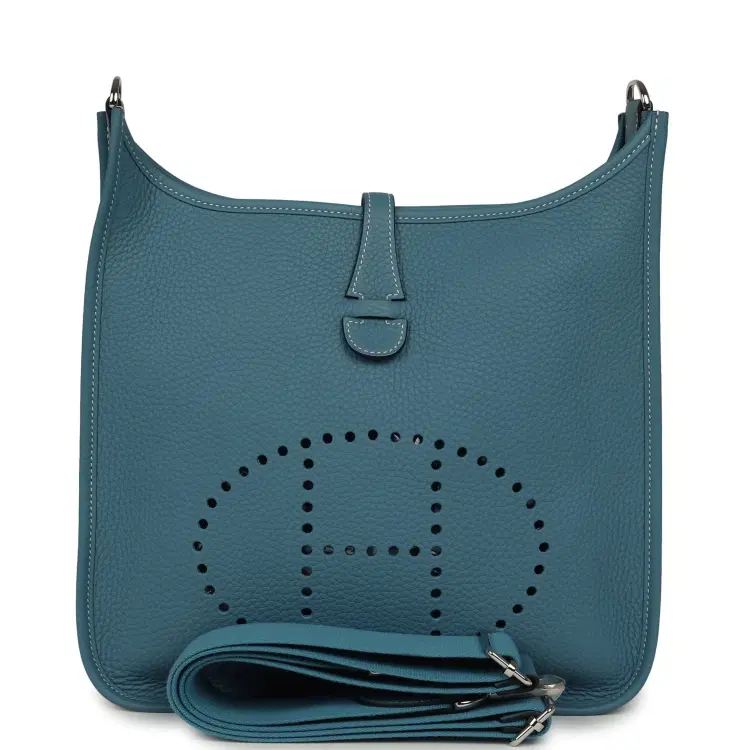 Hermes Evelyne III PM Blue Jean Clemence Palladium Hardware-Hover-Image