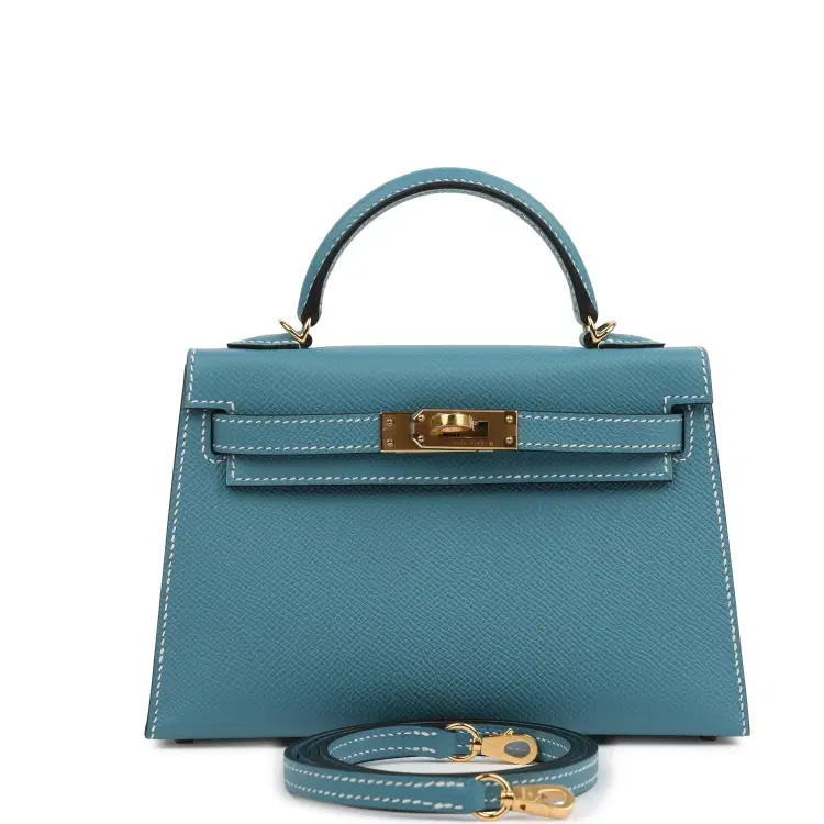 Hermes Kelly Sellier 20 Blue Jean Epsom Gold Hardware-Hover-Image