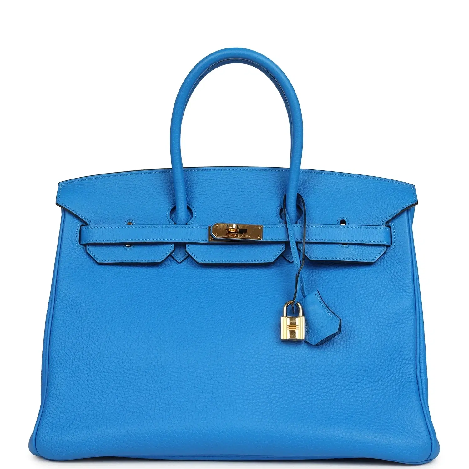 Pre-owned Hermes Birkin 35 Bleu Hydra Clemence Gold Hardware